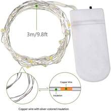 - Paquete de 15 30 luces LED micro estrelladas que funcionan con pilas incluidas, luces de alambre plateado impermeables de hadas, para manualidades, fiestas, jardn, boda, mesa, decoracin - Morado - Ver 4