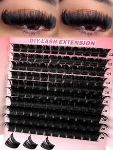 200pcs/180pcs/160pcs/140pcs/120pcs Faux Mink Eyelashes 200D/160D/120D/100D/80D/60D 8D Luxury Fluffy DIY Cluster Lashes - 12-20mm Mixed Length Eyelash Extension 0.07mm Russian D Curl Thick & Reusable Dramatic Lashes, Beginner Friendly For Daily, Party, Stage, Night Out - D - 查看 11