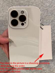 奢华实心亮面玻璃手机壳，兼容 17 Pro Max、16、15、14、13、12、11 Pro Max，镜头保护，防震边框，硬质后盖 - 白色 - 查看 6