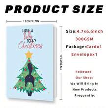 1 pièce, Carte de Noël, Joyeux Noël, Ayez un Noël joyeux, Sapin de Noël, Derrière de chat, Carte de Noël amusante, Carte de Noël pour épouse ou époux, Carte de Noël pour amateurs de chats, Carte de Noël pour amis, Carte de Noël