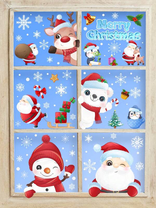 Christmas - Reusable Snowflakes, Castles, Christmas, Bells, Deer, Christmas Gift Window Decorations, Static Hanging Holiday Decorations, Easy To Apply And Remove, Residue Free, Home Kitchen Window Christmas Decorations. Christmas Christmas Decorations Christmas Pajamas Christmas Gifts Christmas Decor