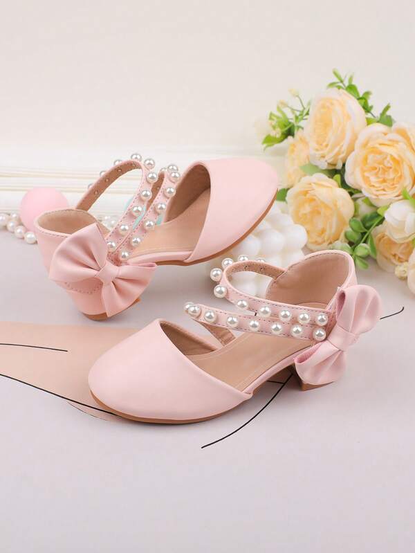 Mädchen Mode Rosa Schleifen Dekor Elegante High Heel Anzugschuhe, geeignet für formelle Anlässe, Partys, Hochzeiten, Aufführungen, Tänze, Feste, Feiertage, Lässig bekleidung, bequem und vielseitig für kleine, mittlere und große Mädchen