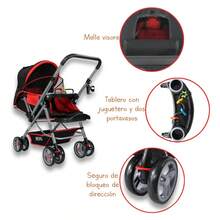 Carriola De Paseo Mango Reversible Con Juguetero, Noni 555 A - Rojo - Ver 3