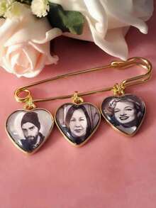 婚礼当天新娘送给新郎的个性化礼物，定制照片胸花别针，金色新郎纪念照片胸花别针，Y2K风格，可爱，萌趣，色彩缤纷，时尚，定制，个性化，独特，送给她的理想礼物，女友，朋友，家人，她，精致浪漫，冬日优雅，魅力四射，女士发饰，春季系列，可调节尺寸 - Brooch - 查看 30