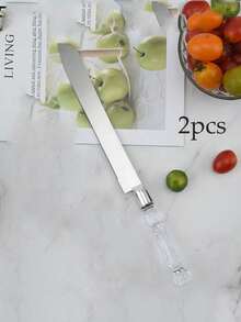 1/2 件/套婚礼蛋糕切具套装，包括不锈钢刀片蛋糕刀和服务器，银色，带亚克力仿水晶手柄，非常适合婚礼、新娘送礼会、周年纪念、乔迁和生日礼物圣诞礼物 - 彩色 - 查看 17