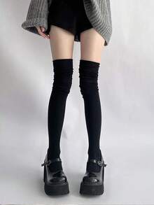 1双过膝蝴蝶结长袜，夏季女童日系JK风及膝袜，冬季防滑孕妇袜，舒适纯棉长袜，优雅日系休闲长袜，春夏款 - 彩色 - 查看 16