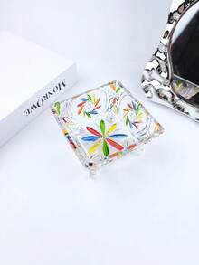 Ręcznie robiona, zabytkowa szklana popielniczka z kwiatowym wzorem – europejski prostokątny organizer na biurko i popielniczka, wielofunkcyjny element dekoracyjny do jadalni, salonu, popielniczka w stylu europejskim | Rzemiosło artystyczne