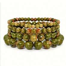 Vintage Nature Unakite Bead Bracelet, Healing Yoga Bracelet For Women And Men, Gift, Party Jewelry, 4mm/6mm/8mm/10mm Bead, Couple Accessories For Autumn/Winter