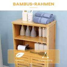 Kleankin Bamboo Bathroom Cabinet, Undermount Cabinet With Slatted Doors, Anti-Tip In Country Style, Versatile Multi-Purpose Cabinet - 1 - View 6