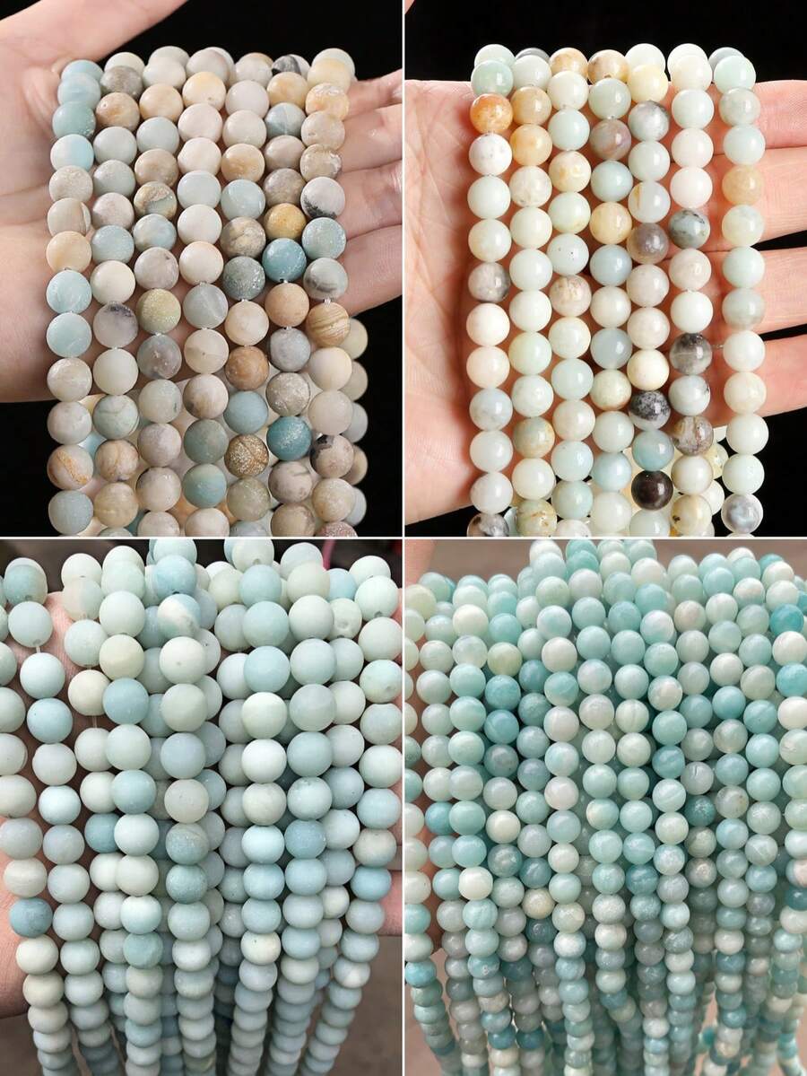 15 Inches 4/6/8/10mm Natural Amazonite Round Beads, Healing Stone To Enhance Courage And Communication, For DIY Jewelry Making/Bracelets/Necklaces And Handicraft Accessories - Multicolor - View 1
