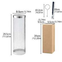 2pcs Stainless Steel Barbecue Set, Portable Outdoor Barbecue Basket, Portable Stainless Steel Round Fire Bowl Cooking Rack, Multi-Functional Camping Barbecue Accessories, Outdoor Barbecue Basket