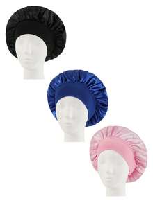 1 pieza/2 piezas/3 piezas Gorro de satén de borde ancho y alta elasticidad para mujeres, belleza, cuidado del cabello, posparto, quimioterapia