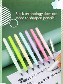 قلم رصاص قابل للمسح لا نهائي 1/2 قطعة، قلم رصاص أبدي للكتابة HB بدون حاجة لشحذ، قرطاسية كاواييي جميلة، لوازم مدرسية