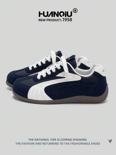 HUANQIU 2025 New Women's Shoes, Women's Shoes, Skateboard Shoes, A Pair Of Fashionable Casual Breathable Office Outdoor Sports Shoes, Multifunctional, Lightweight And Comfortable German Shoes, Racing Shoes, Casual Shoes, Running Shoes, Navy Blue Four Seasons Shoes