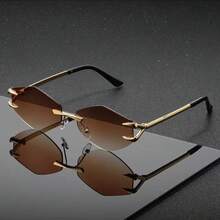 1pc Polygon Frameless Glasses, Elegant High-End Design, Essential For People - Multicolor - View 8