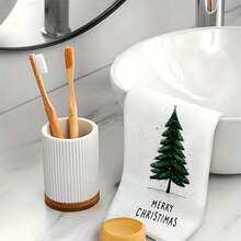 1 pieza/2 piezas/100 piezas Toallas de cocina con estampado de árbol de Navidad, toallas de platos, adecuadas para decoración de interiores de restaurante, cocina, baño, decoración de fiestas, regalos navideños, pueden ser entregados como regalos de Navidad