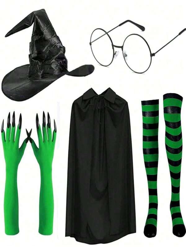 1 par de luvas verdes com garras de bruxa (somente as luvas à )