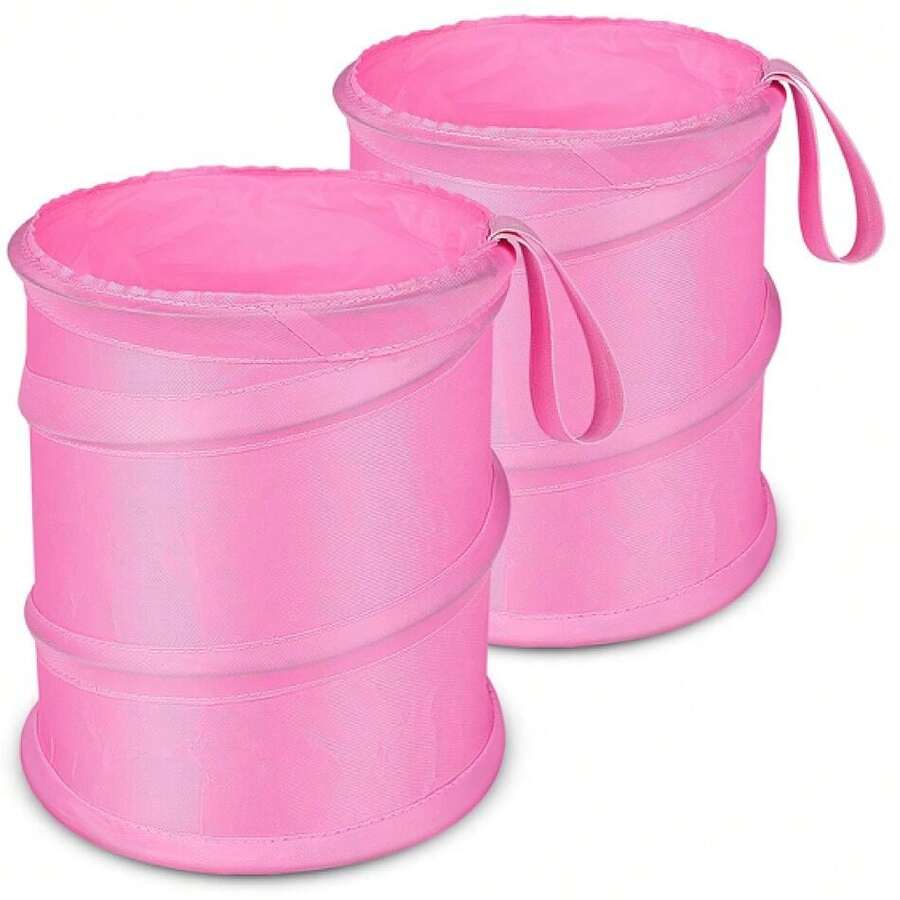 Car Trash Can, 2 Packs Mini Collapsible Car Trash Bin For Front Back Seat, Pop Up Garbage Can, Portable Bag Hanging For Vehicle SUV Rv Truck Accessories Interior, Pink,19069119 - Hot Pink - View 1