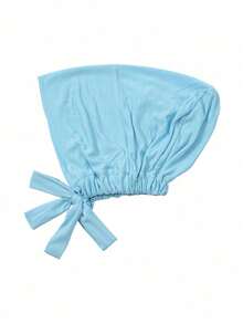 2pcs Women's Scarf And Cap Set For Daily Wear, Hijab Combo For Month And Abaya, Elastic Cap For Chiffon Scarf, Casual Outfit Accessories Women - Baby Blue - View 10