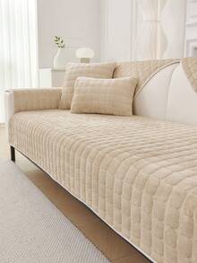 1PC Flannel Solid Color Checkered Quilted Sofa Cushion Non-Slip Seat Pad Machine Washable Sofa Cover, Suitable For Furniture Sofa Protection, Room Living Room Office Bedroom Decoration Modern Minimalist Style, Fits 1-4 Seater Modular Sectional Sofa Cover Pad - Multicolor - View 12