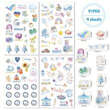 4 Blatt Baby Aufkleber, Braun/Blau, Deutsch/Englisch, wasserfeste Vinyl Aufkleber, für DIY Memo, Tagebuch, Wasserflasche, Notizbuch Dekoration, Aufkleber Buch, Baby Aufkleber, Babymonat Aufkleber, Neugeborenen Meilenstein Aufkleber, Baby Spielzeug Aufkleber, Baby Jungen Album, Baby's erstes Jahr Kalender