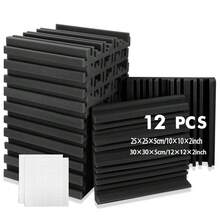 OLOEY Paneles de espuma insonorizante (12 piezas) 12 X 12 X 2 pulgadas / 10 X 10 X 2 pulgadas de diseño de alta densidad y amplia frecuencia para tratamiento acústico, ideal para oficinas, salas de conferencias, dormitorios, salas de estar, estudios de música y salas de cine en casa.