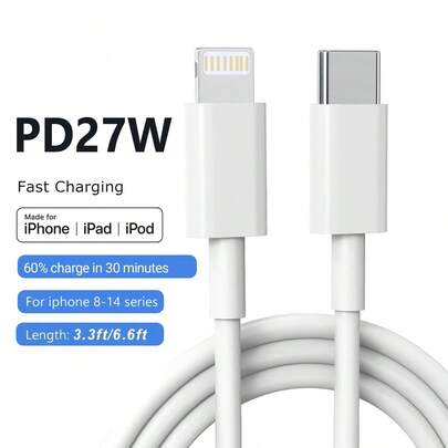 3.3ft/6.6ft Fast Charging Type C To Lightning Cable Compatible With IPhone 14/13/12/11/XS/XR/8/IPad MFi Certified