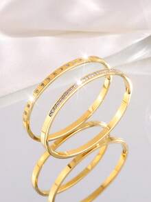 Camhanno Pair Of Exquisite Stylish Stainless Steel Delicate Bangle Bracelets – Ideal For Dating, Party Gathering And Daily Commute Occasions, Wonderful Gift To Show Sophistication - Multicolor - View 3