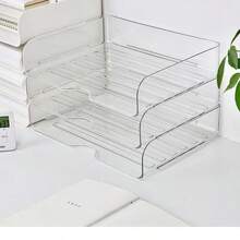 1pc Stackable Desktop File Storage Box, A4 Paper Office Drawer Organizer, Student Stationery & Miscellaneous Holder