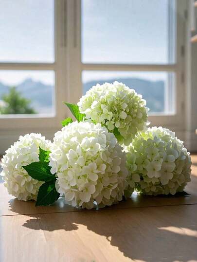 1/3/6支仿真绣球花束 - 逼真丝质绣球花，适用于DIY婚礼花束、新娘派对装饰、家居及办公室布置（客厅、厨房、花园、酒店）、母亲节、生日及情人节礼物、房间装饰、家居装饰、秋季装饰、卧室装饰、万圣节装饰、婚礼装饰