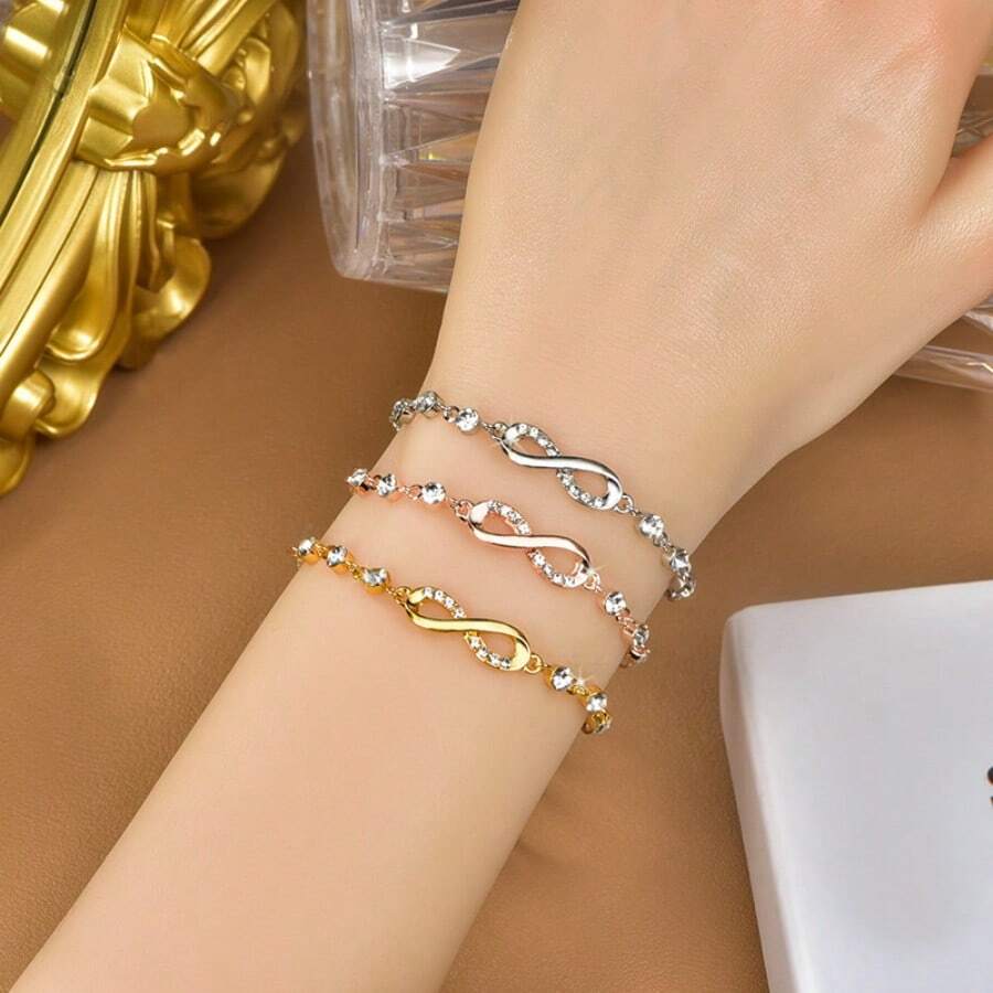 Möbius Symbol Bracelet For Women, Infinity Loop Minimalist Bangle, Adjustable Eternal Love Jewelry Gift, Dainty Gold/Silver Stacking Bracelet
