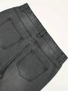 Plus Size Men Casual Street Hip Hop Loose Fit Denim Jeans - Grey - View 4