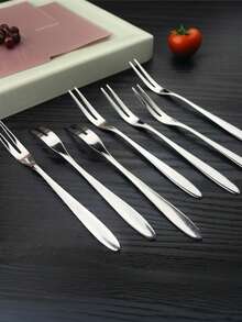 20pieces, Stainless Steel, 12cm*2cm, Fruit Fork Stainless Steel Set, Creative And Cute European-Style Small Luxury Double-Toothed Fork, Suitable For Travel Restaurants And Hotels, Suitable For Home Kitchens, Dining Rooms, Weddings, Parties, And Kitchens. It Is An Excellent Choice For Christmas Gifts And Back-To-School.