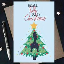1 pièce, Carte de Noël, Joyeux Noël, Ayez un Noël joyeux, Sapin de Noël, Derrière de chat, Carte de Noël amusante, Carte de Noël pour épouse ou époux, Carte de Noël pour amateurs de chats, Carte de Noël pour amis, Carte de Noël