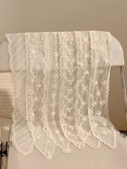 1件装印花纯色蝴蝶结优雅波西米亚复古蕾丝边多功能雪纺围巾/头带/发圈/发绳，浪漫甜美女孩拍照道具配饰，涤纶头巾发带吸汗带秋冬发带发饰女士度假装扮女士头巾柔软头巾