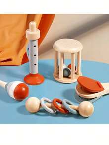 Juego de instrumentos musicales de madera: conjunto de instrumentos de percusión, armónica y juguetes sensoriales para el aprendizaje temprano y el juego sensorial de niños de 0 a 3 años - Kit de juguetes educativos - Multicolor - Ver 4