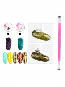 Żelowy lakier do paznokci 3D Cat Eye z magnesami na paznokcie, magnesy na paznokcie w kształcie kociego oka, magnesy na paznokcie z podwójną główką, magnetyczne długopisy do paznokci w paski, akcesoria do paznokci, narzędzia do paznokci, wielofunkcyjny zestaw magnesów do manicure DIY