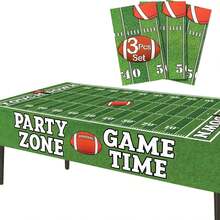 ¡RecomendadoAnapoliZ - Mantel de fútbol de plástico, paquete de 3 piezas (54 pulgadas de ancho x 72 pulgadas de largo) |   Mantel rectangular para el día de juego |   Mantel de touchdown para fiesta de fútbol | ¡Top de Temporada - 1 - Ver 1