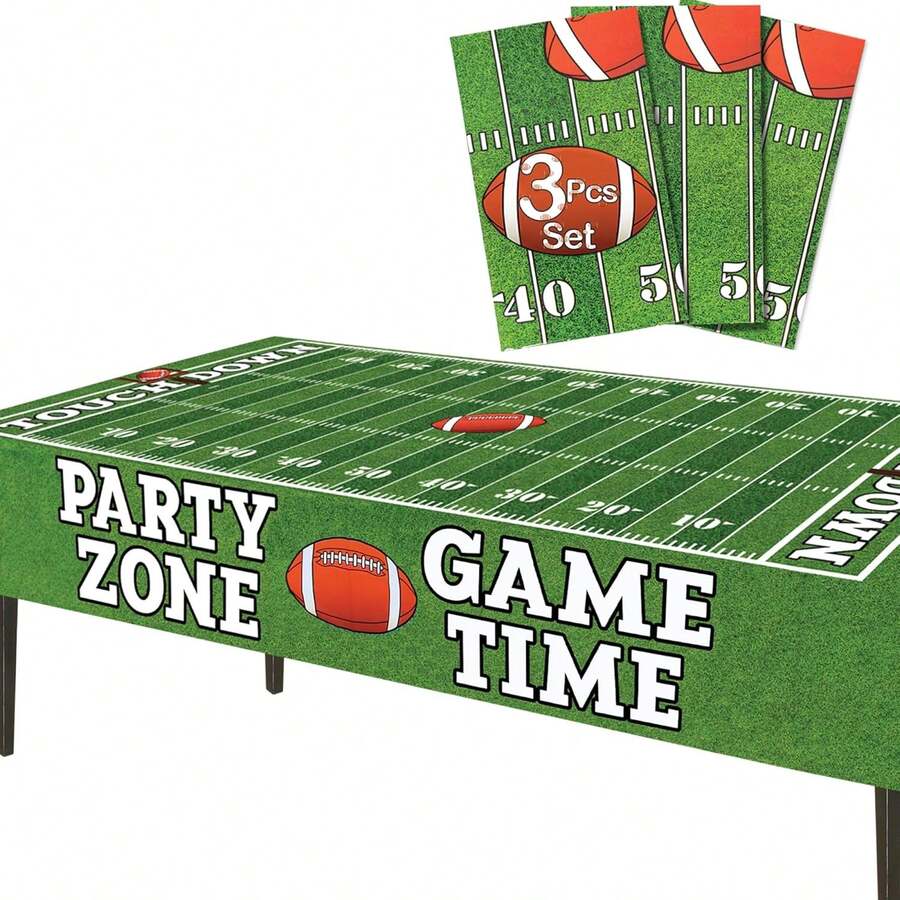 ¡RecomendadoAnapoliZ - Mantel de fútbol de plástico, paquete de 3 piezas (54 pulgadas de ancho x 72 pulgadas de largo) | Mantel rectangular para el día de juego | Mantel de touchdown para fiesta de fútbol | ¡Top de Temporada - 1 - Ver 1