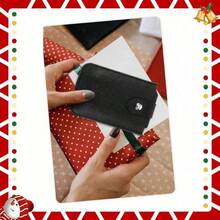 2PCS Business Card Holder, Artificial Leather Card Holder, Large Capacity, 6 Slots, Solid Color Buttons, Ultra-Thin And Simple Portable Business Card, Bank Card, Driver's License, Storage Bag