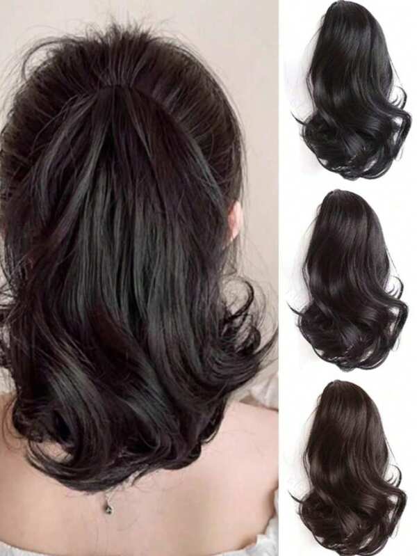 Kurze matte Clip-On synthetische Pferdeschwanz-Haarverlängerungen, lange voluminöse synthetische Haarverlängerungen, geeignet für den täglichen Gebrauch