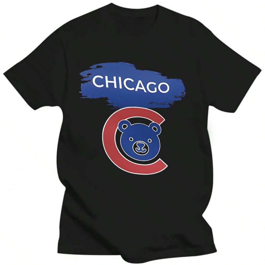 Chicago Cubs Unisex T Shirt, Men's Chicago Sports TShirt, Women's Cubbies Tee's, Go Cubs Go Baseball Top, Graphic Baseball Shirt, - 黑色 - 查看 1