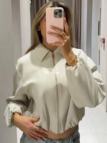 Jachetă de iarnă pentru femei, jachetă scurtă cu mânecă lungă, stil aviator, Bomber, jachetă neagră de primăvară, haine de exterior