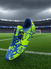 Camouflage Pattern Asymmetrical Color Asymmetrical Tongue Design Breathable Comfortable Outdoor Football/Soccer Shoes, Hiking Shoes, Cleats For Teenagers, Students, Campus Sports