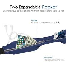 - Cinturn deportivo para correr, bolsa doble para exteriores, resistente al sudor, reflectante, cintura delgada, cinturn de entrenamiento de fitness, compatible con 1111 Pro XXrXs - Índigo - Ver 2