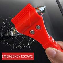 Car Safety Hammer, Emergency Escape Tool, 2-In-1 Auto Window Breaker And Seat Belt Cutter For Family Rescue & Vehicle Emergency Escape - 紅色 - 查看 2