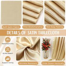 1pc Rectangular Tablecloth, Non-Fading Satin Tablecloth, Suitable For High-End Hotel Banquets, Wedding Banquets, Restaurant Party Decorations - Champagne - View 7
