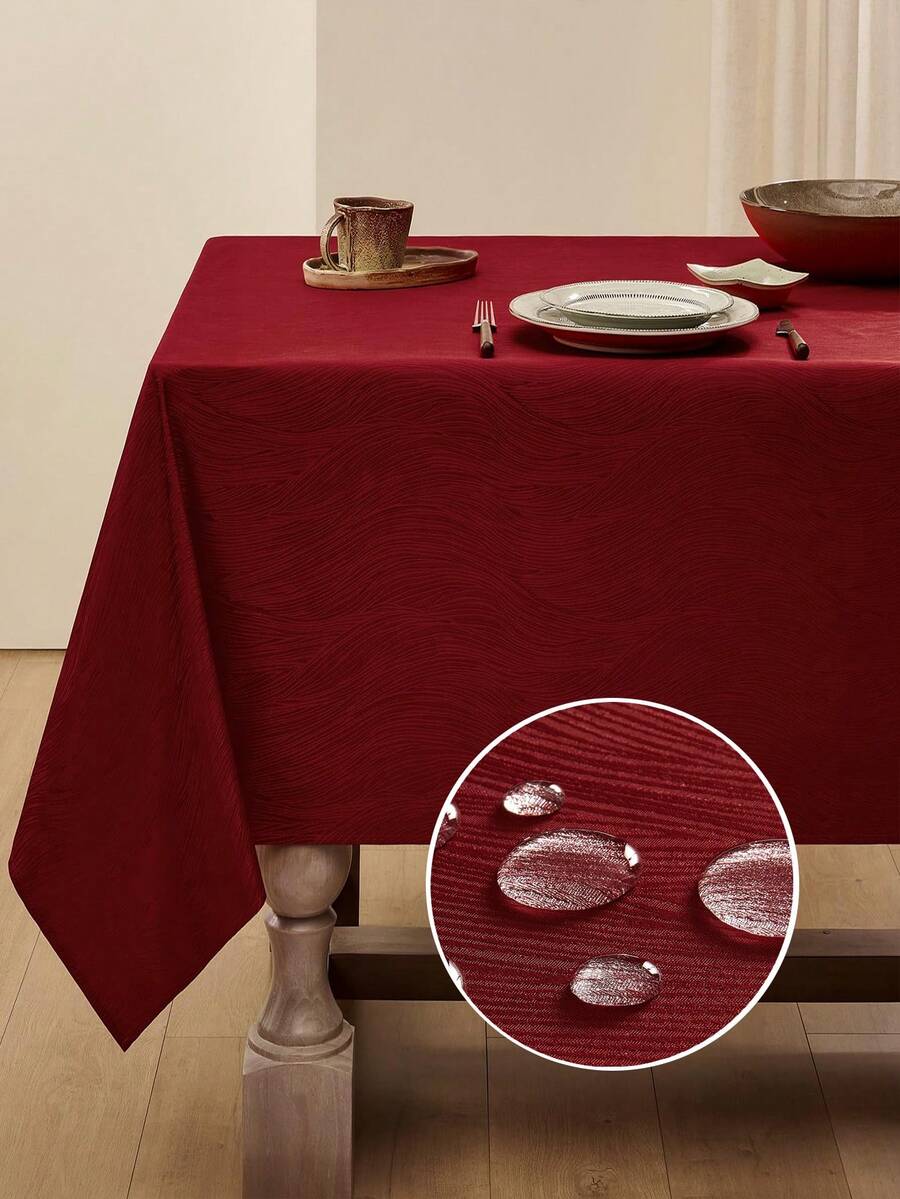 1 chiếc khăn trải bàn bằng polyester chống thấm nước, chống bắn tóe với họa tiết xoáy nước, thiết kế jacquard lấy cảm hứng từ đại dương, khăn trải bàn vuông di động phù hợp cho nhà bếp, bàn ăn, tiệc tại nhà, lễ hội, quán cà phê, nhà hàng, tiệc buffet và nhiều hơn nữa. - Đỏ - Xem 1