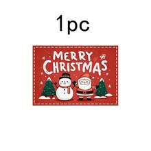 1 pièce/4 pièces/6 pièces/100 pièces Napperons imprimés Père Noël et bonhomme de neige, napperons thermoprotecteurs, conviennent pour la décoration de la maison, les repas de fête, la cuisine et la décoration de fête, peuvent être offerts en cadeau de Noël