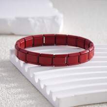 1pc Matte Stainless Steel Italian Modular Bracelet, Elastic Strap Bangle, Simple & Fashionable Daily Wear, Silver Charm Bracelet, Suitable For Women Gatherings And Unisex - Color Module - View 15